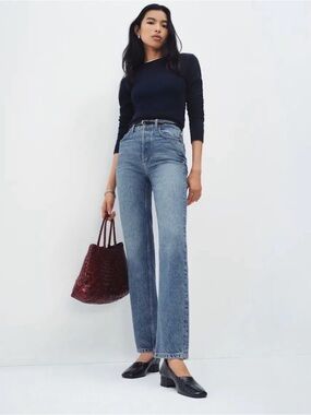 Reformation Cynthia High Rise Straight Jeans Blue - Size 24